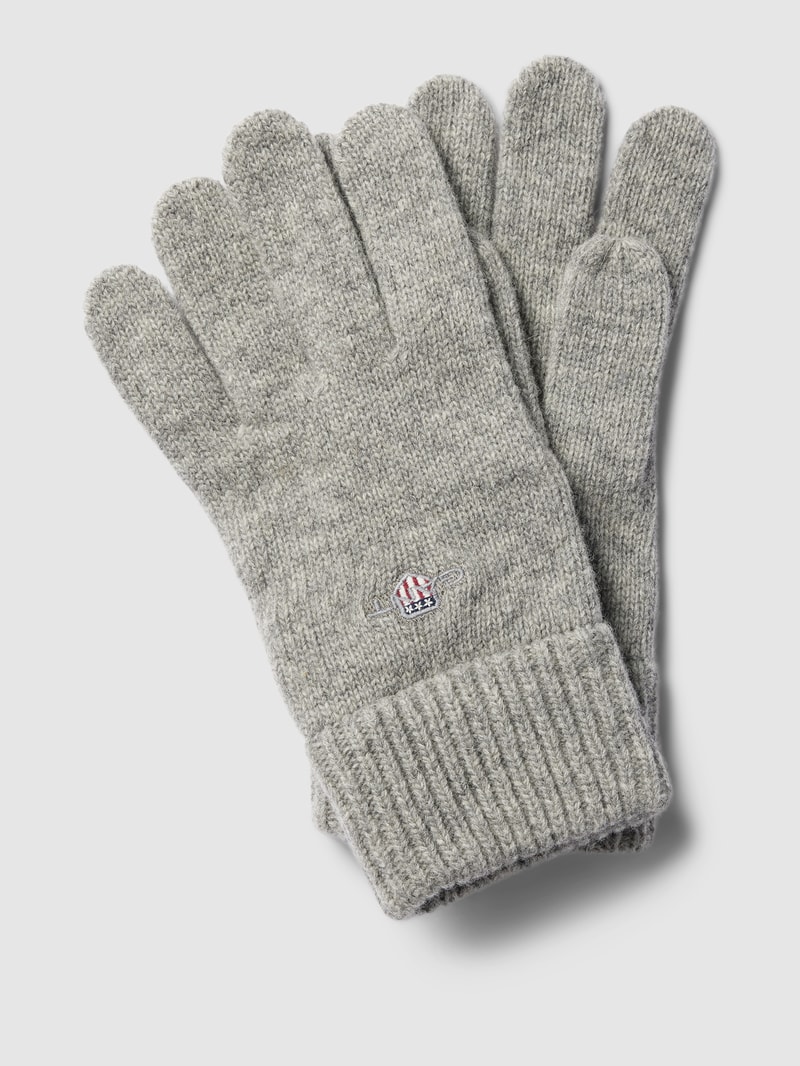 Handschuhe mit Label-Stitching in mittelgrau meliert