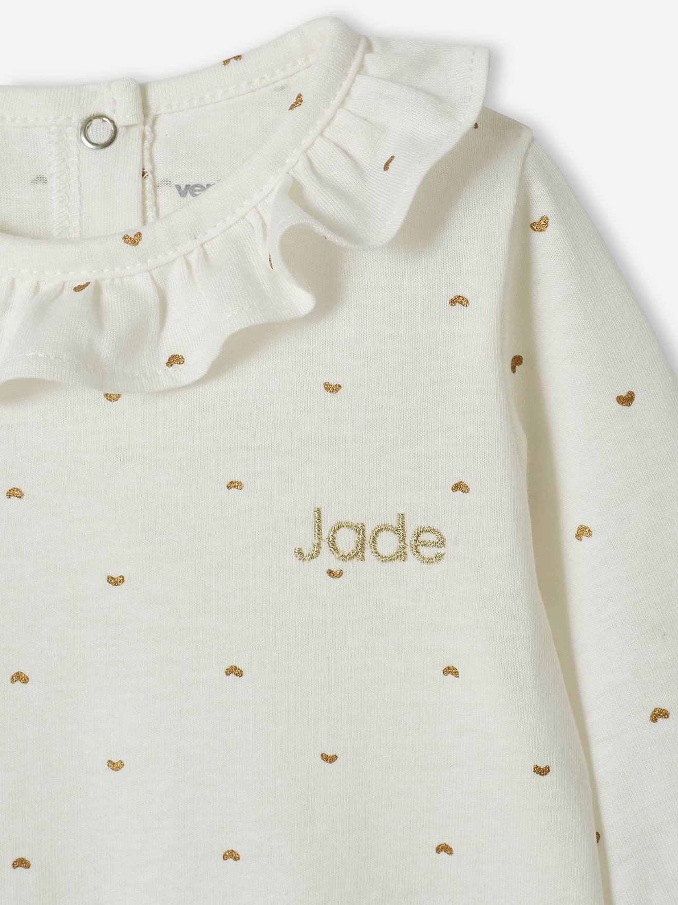 Vertbaudet Mädchen Baby Shirt mit Volantkragen, personalisierbar - pudrig rosa