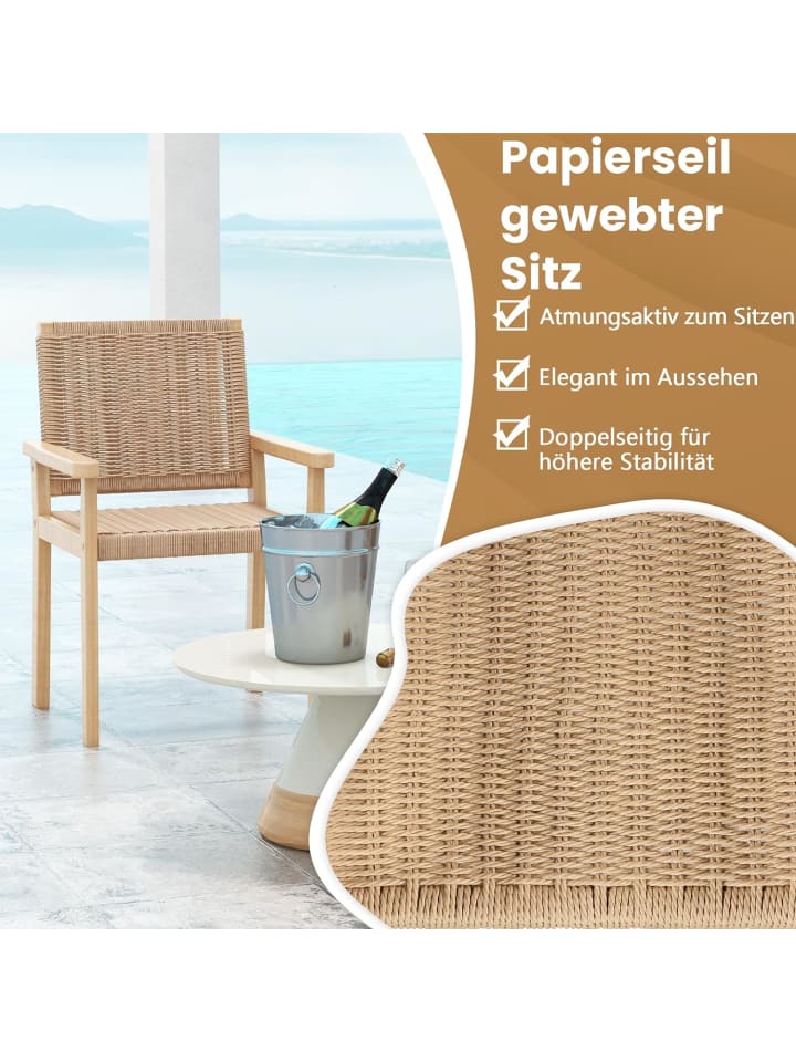COSTWAY 2er Set Gartenstühle in Beige günstig kaufen onesize