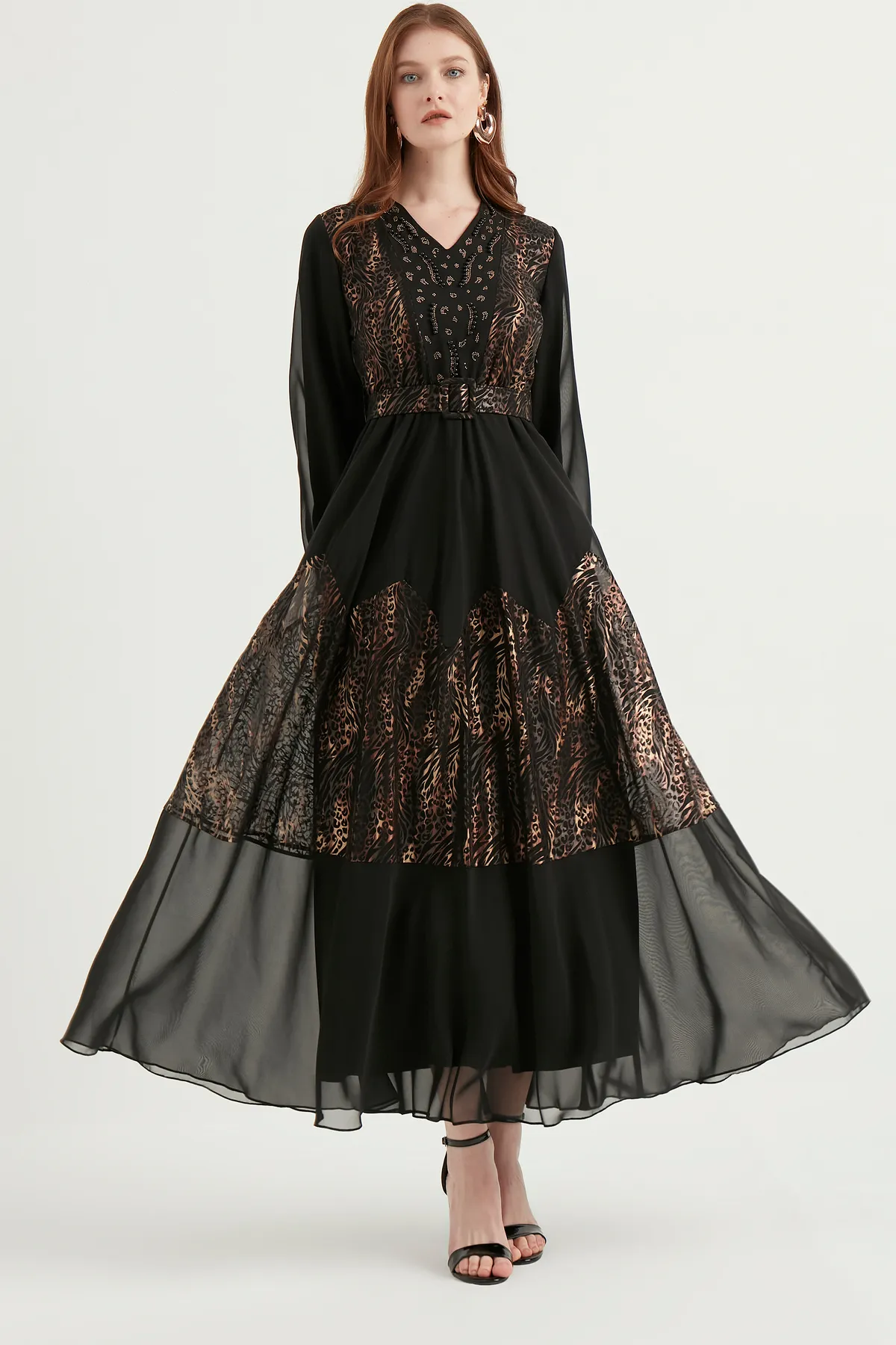Herita  Chiffonkleid mit Gürtel
