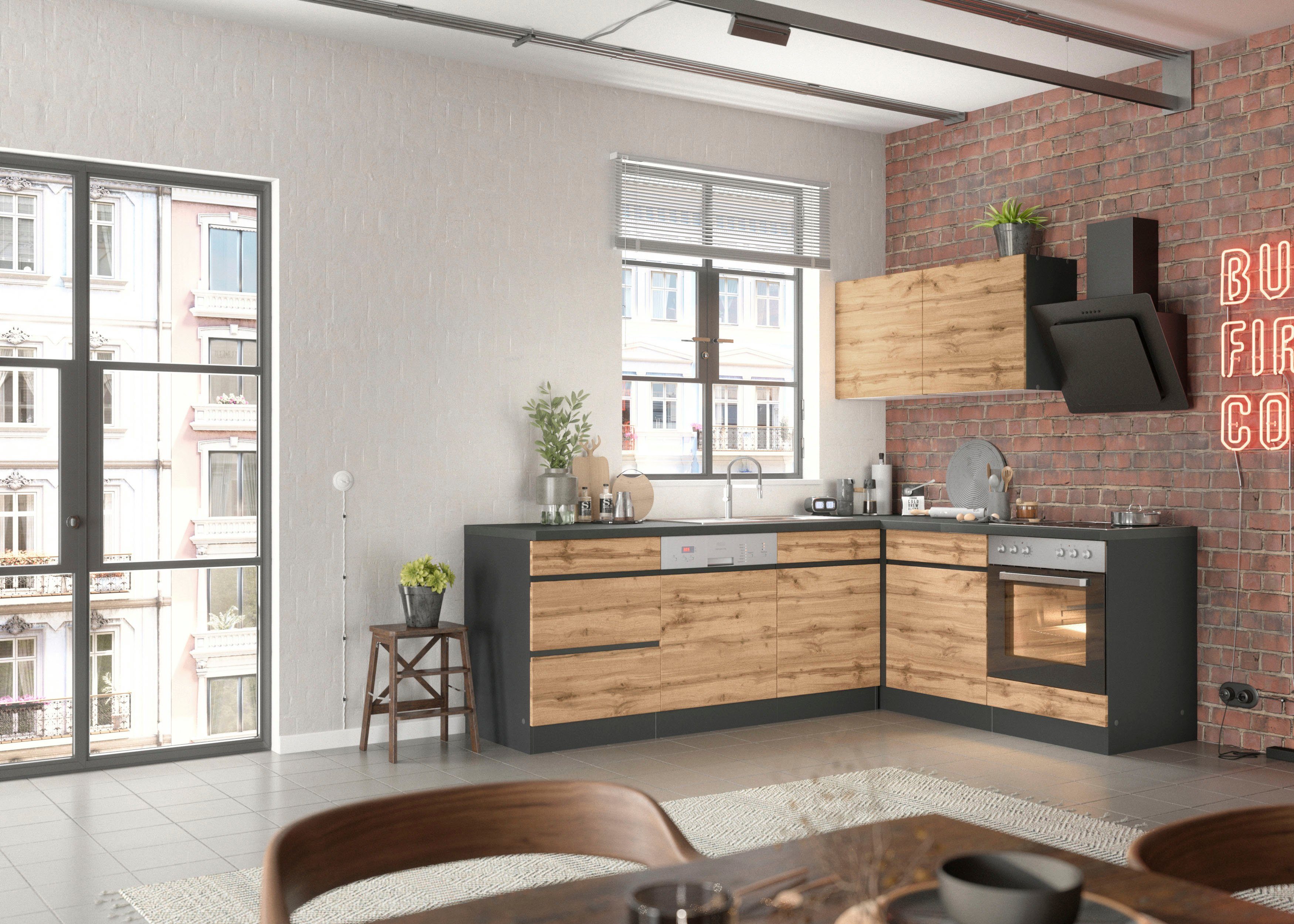 HELD MÖBEL Küche Riesa, Stellbreite 240x180 cm, wahlweise mit oder ohne E-Geräte