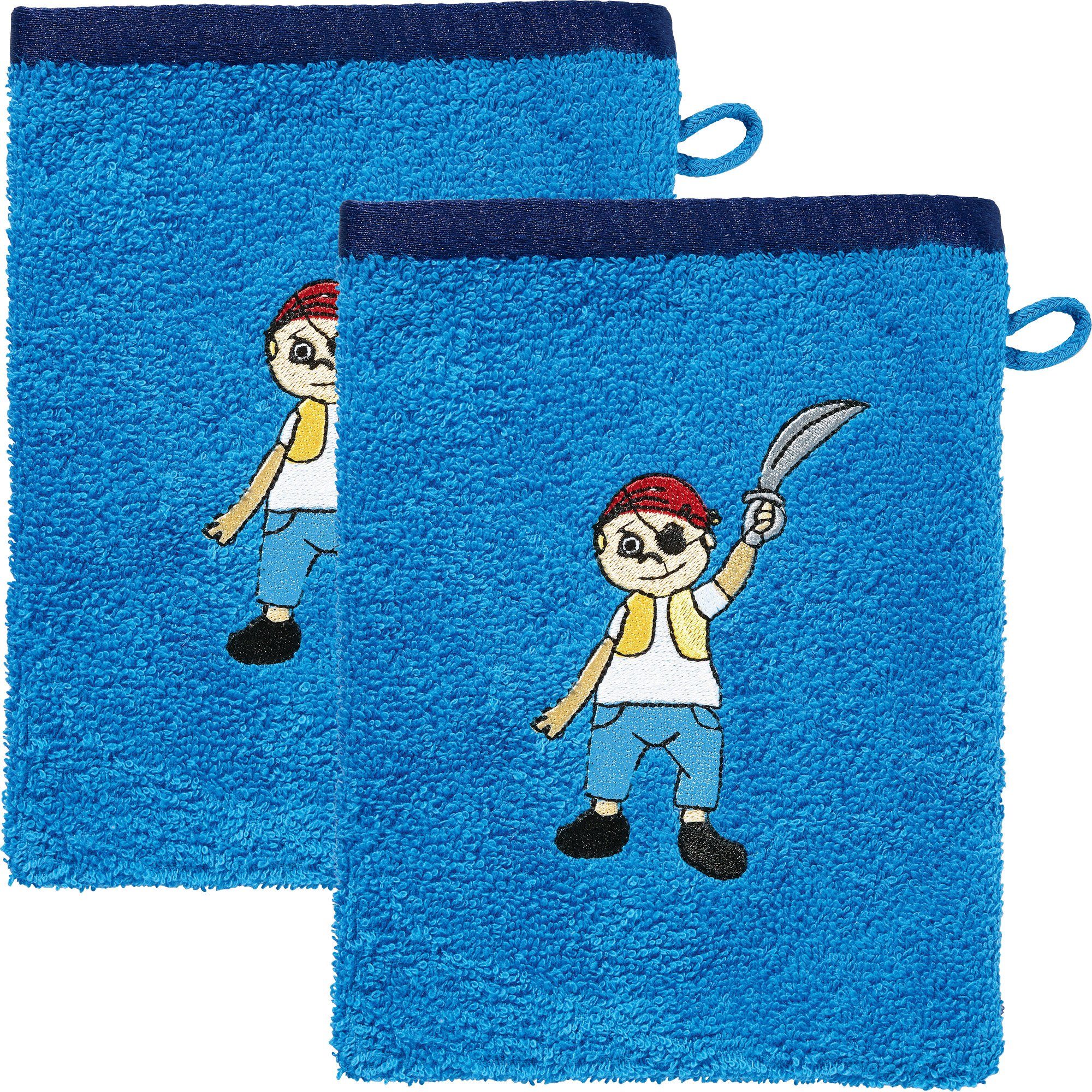 Erwin Müller Waschhandschuh Kinder-Waschhandschuh 2er-Pack (2-tlg), Walk-Frottier Motiv
