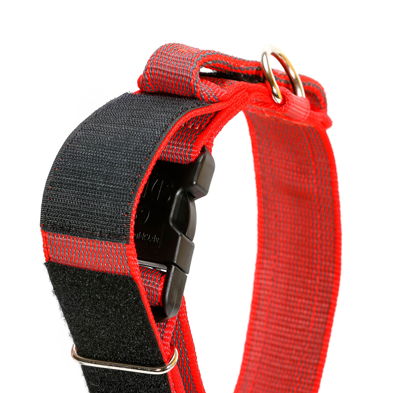 JULIUS-K9 Hundehalsbänder JULIUS-K9 Halsband mit Griff 40mm rot/ grau