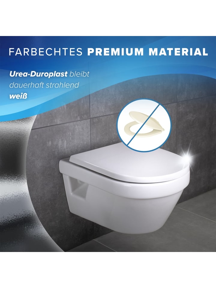 Benkstein BENKSTEIN Premium Toilettendeckel - antibakteriell D-Form weiß - Absenkautomati günstig kaufen onesize
