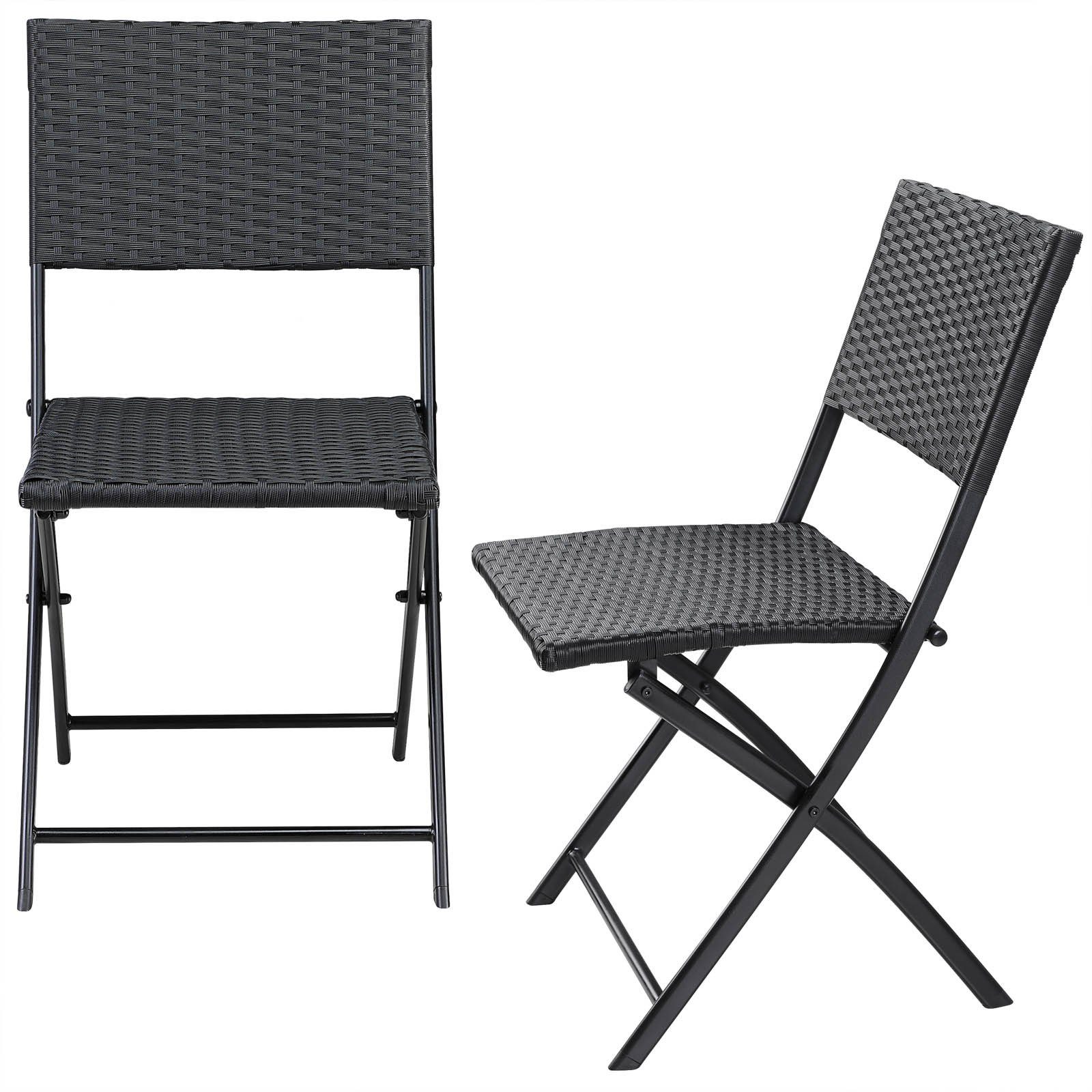 Casaria Klappstuhl Rom (2 St), Polyrattan 2er Set 120kg Belastbarkeit Platzsparend Klappbar Leicht