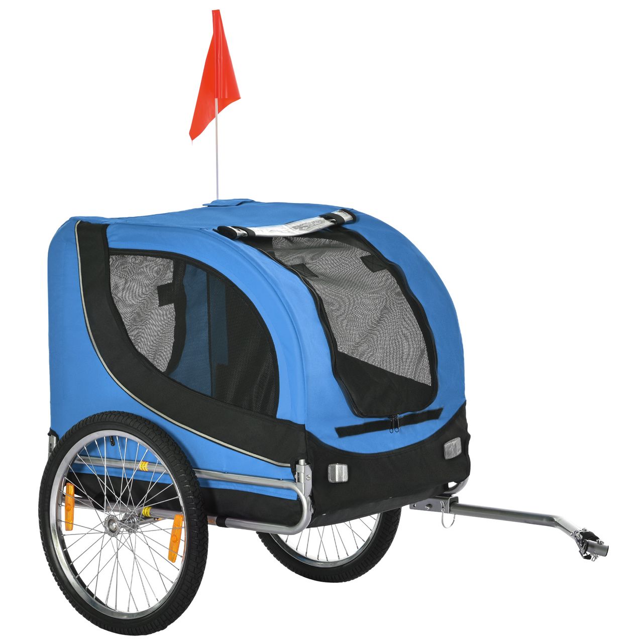 PawHut Fahrradanhänger Hundeanhänger Hunde Fahrrad Tier Anhänger Blau Schwarz
