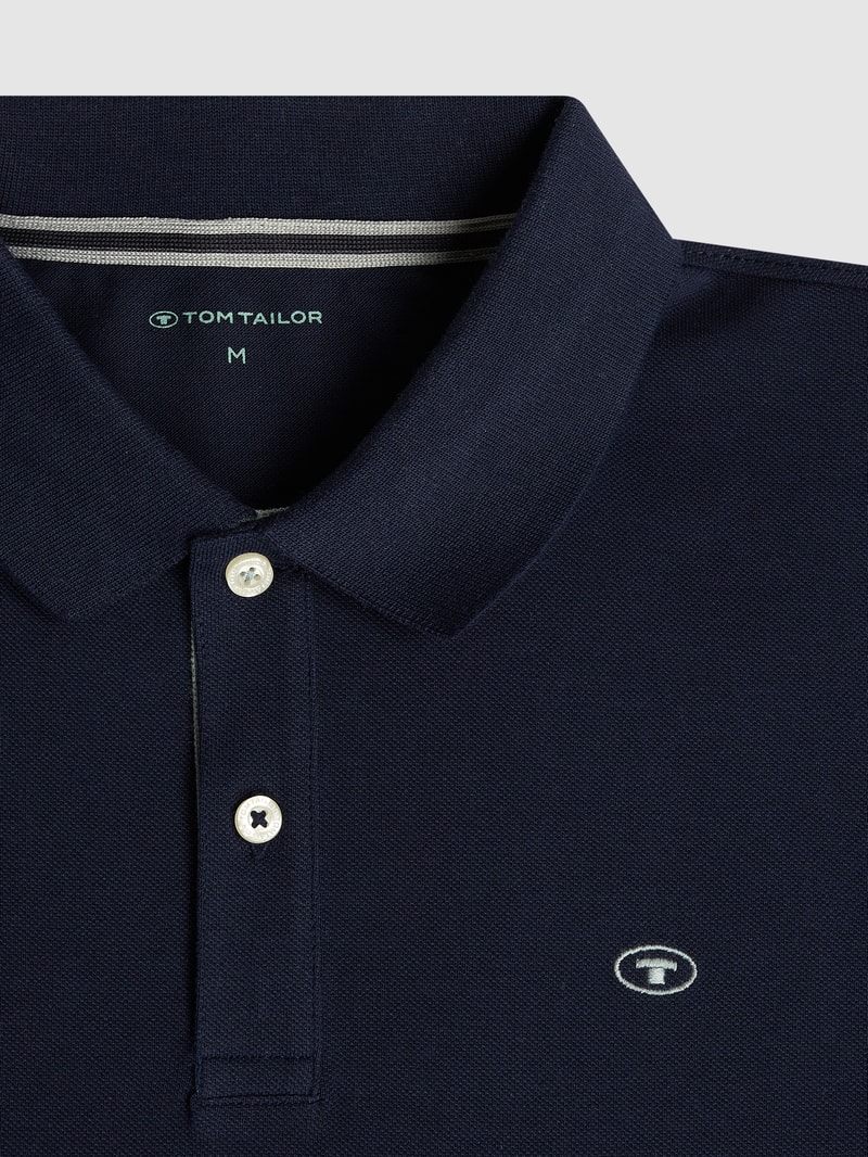 Poloshirt mit Logo-Stitching Modell 'Basic' in marineblau