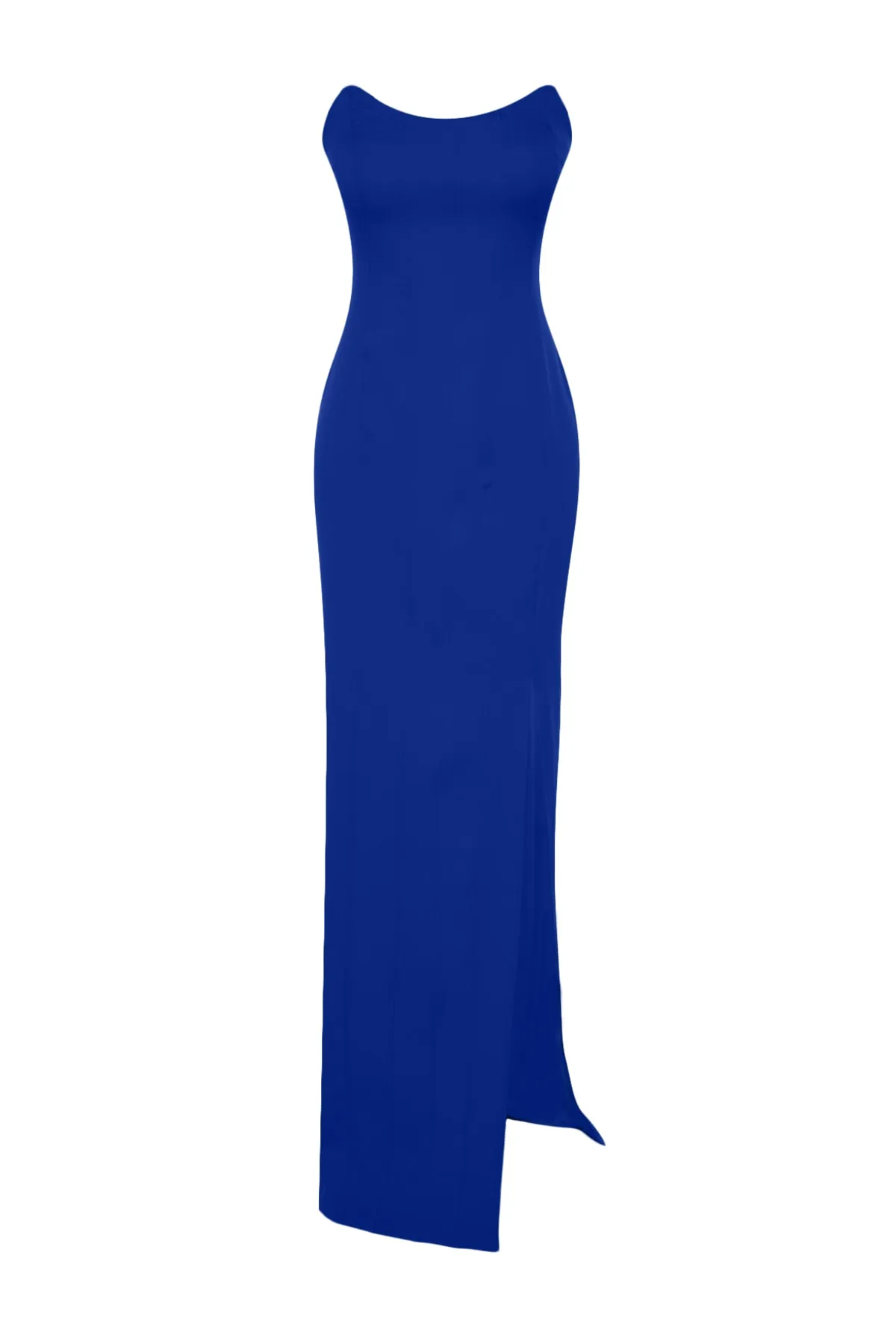 Trendyol Collection  Saks Langes Abendkleid in Bügel-Optik TPRSS23AE00185