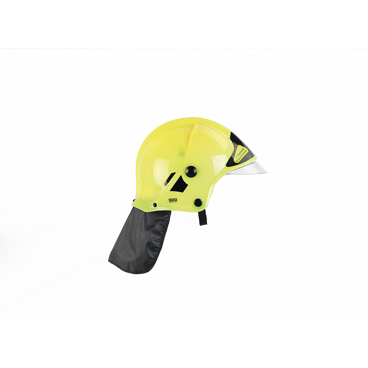 klein Feuerwehrhelm mit Visier, neon