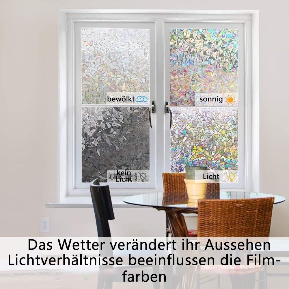 Juoungle Sichtschutzfolie Fenster Sichtschutzfolie statische 3D Aufkleber, Regenbogenfolie