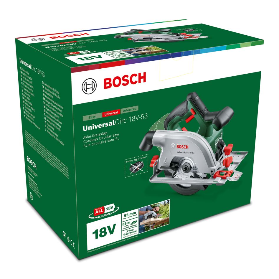Bosch Green 06033B1400 UniversalCirc 18V-53 Akku-Kreissäge (ohne Akku und Ladegerät) im Lieferumfang enthalten