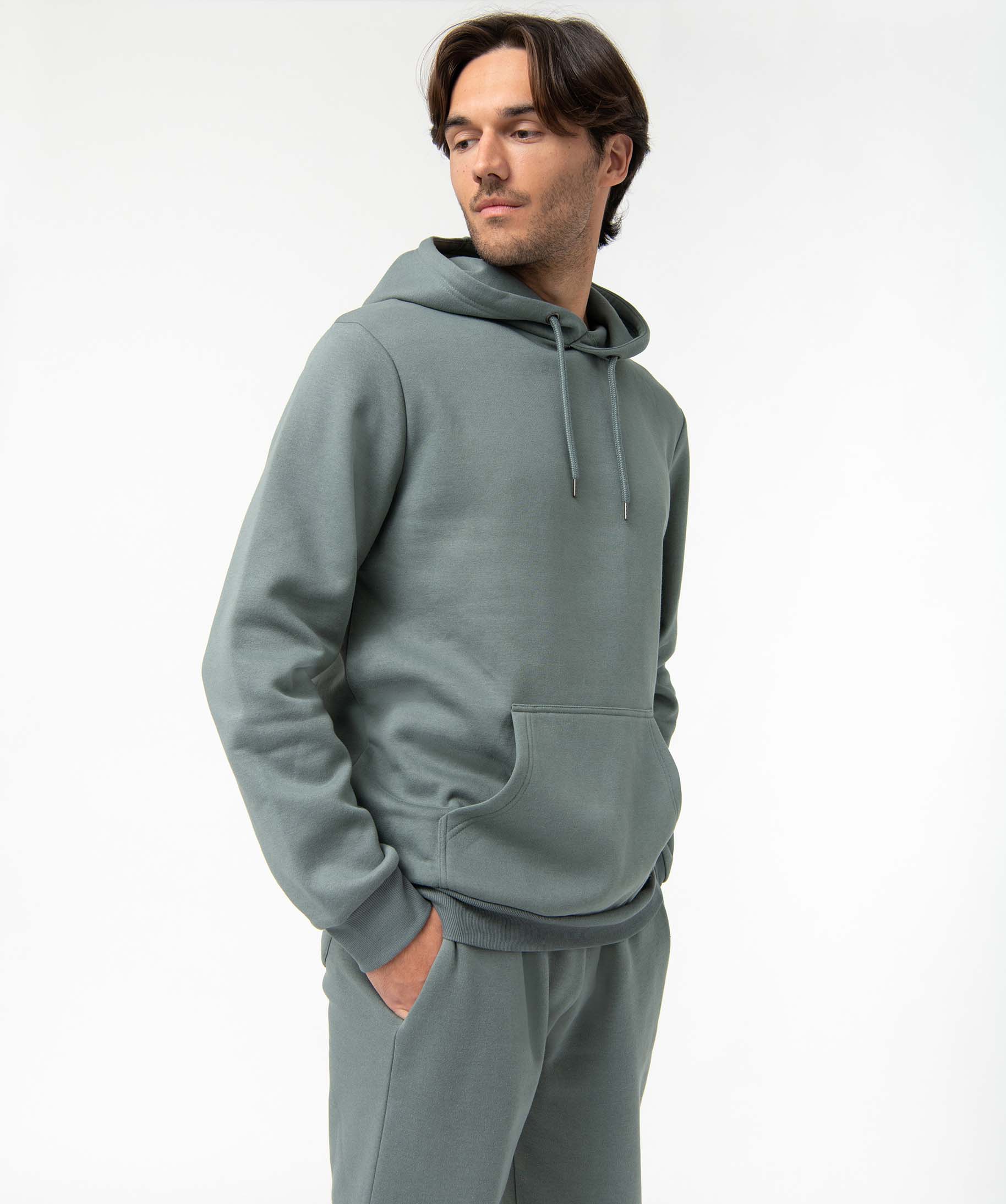 Sweat homme à capuche intérieur molletonné vert | GEMO