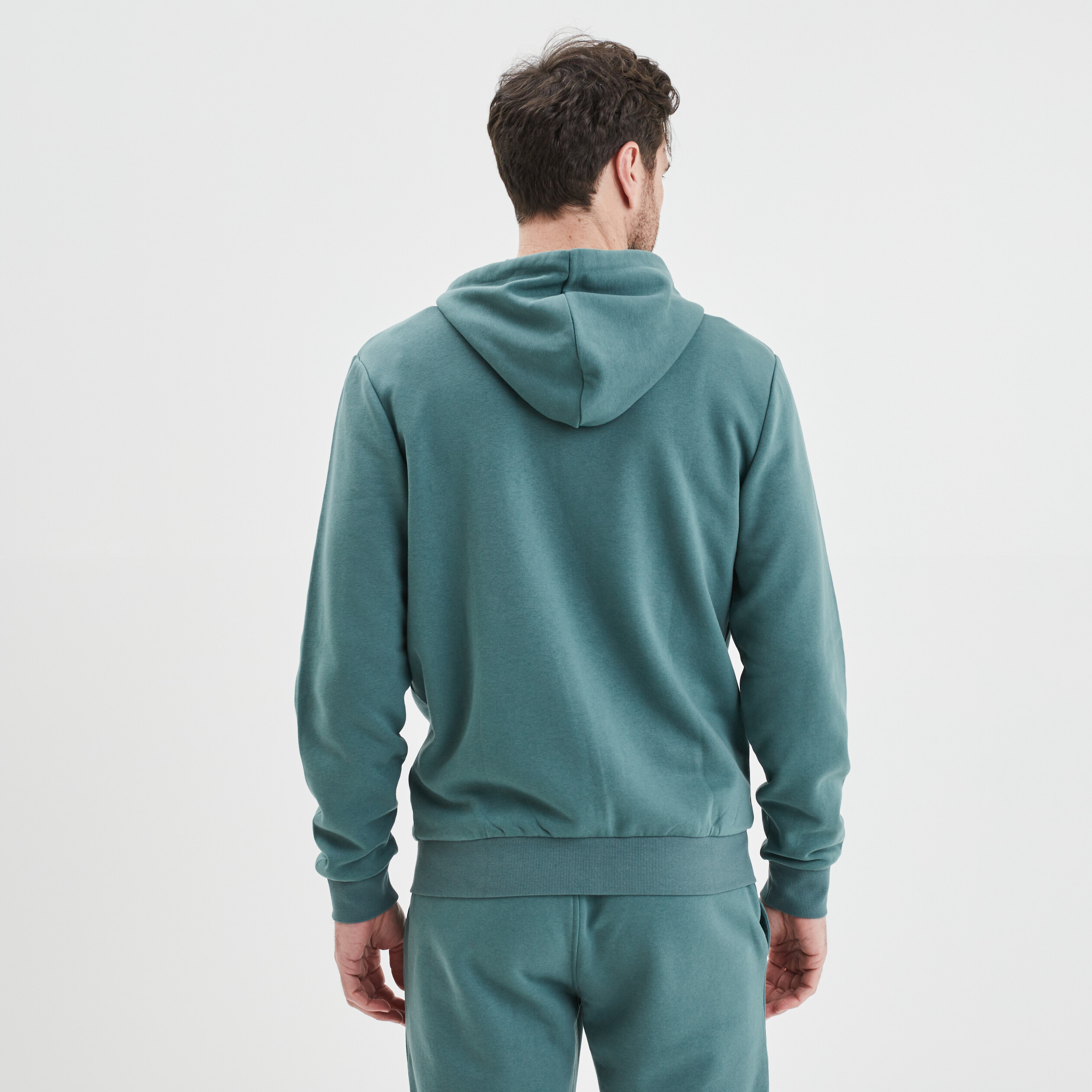 Sweat zippé molleton à capuche vert foncé homme | La Halle