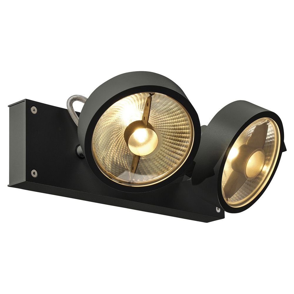 SLV Deckenspot Wand- und Deckenspot Kalu, GU10, schwarz, 2-flammig, keine Angabe, Leuchtmittel enthalten: Nein, warmweiss, Deckenstrahler, Deckenspot, Aufbaustrahler