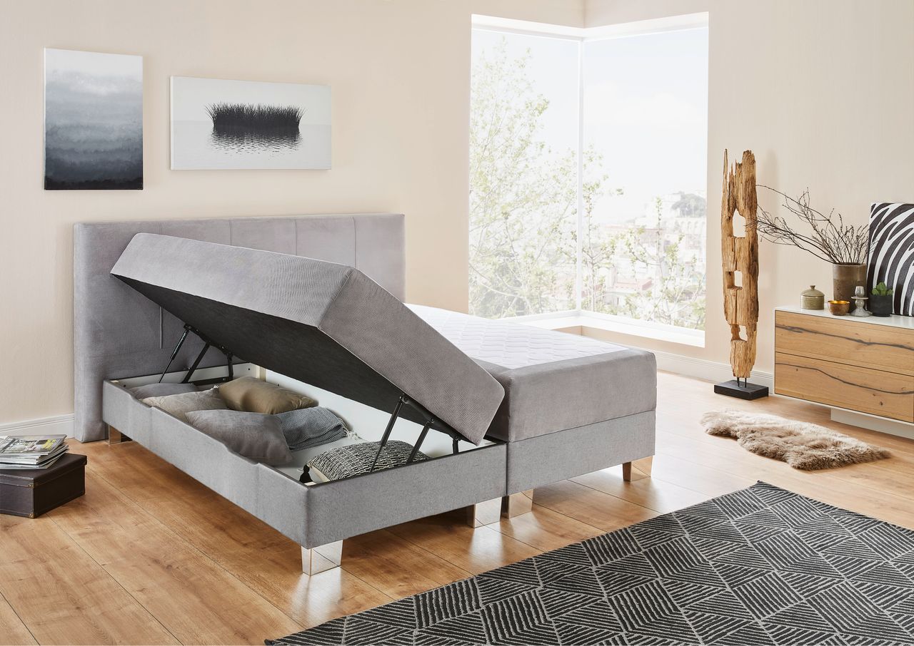 Sun Garden Boxspringbett mit Bettkasten Donau grau 180x200