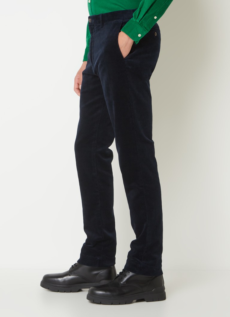 Pantaloni Ralph Lauren din catifea reiată cu croială dreaptă și buzunare laterale