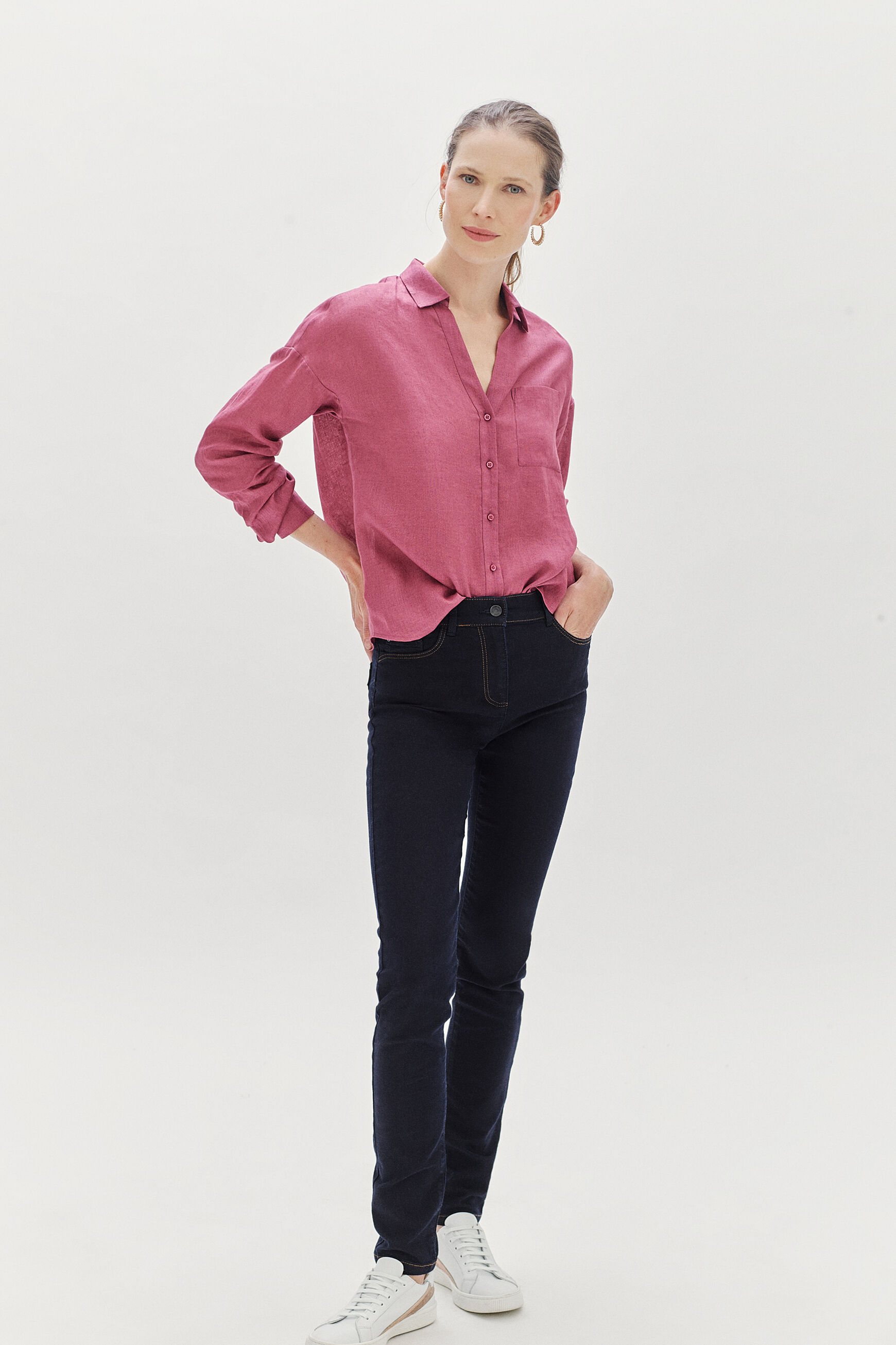 chemisier florentine 100% lin rose femme