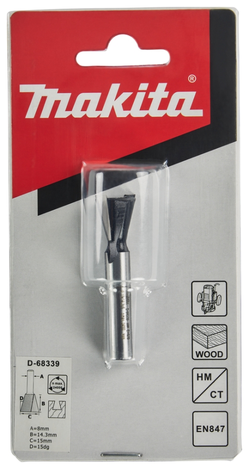 Makita Acessórios D-68339 Cortador de encaixe de cauda de andorinha 15 x 14,3 mm S8