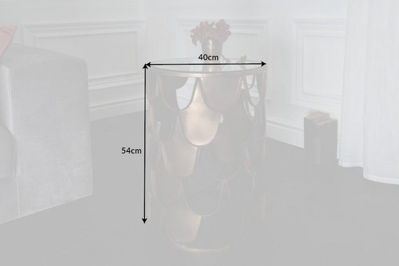 riess-ambiente Beistelltisch ABSTRACT 55cm antik Messing / transparent, Nachttisch · Metall · Glas · im Fischschuppen Design · Industrial