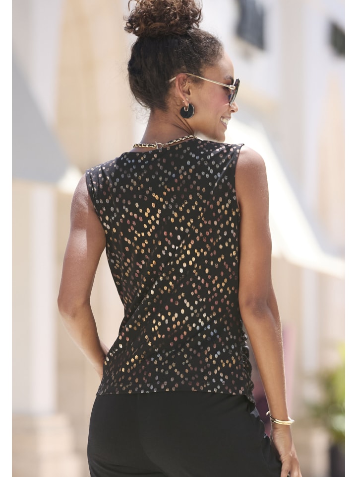 LASCANA Tanktop in schwarz-gold-bedruckt günstig kaufen