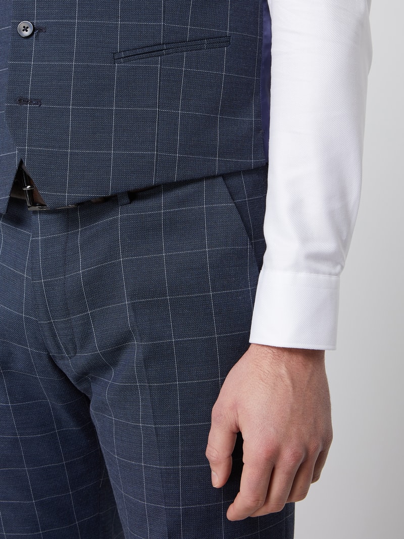 Slim Fit Weste mit Gitterkaro Modell 'Emil' in marineblau