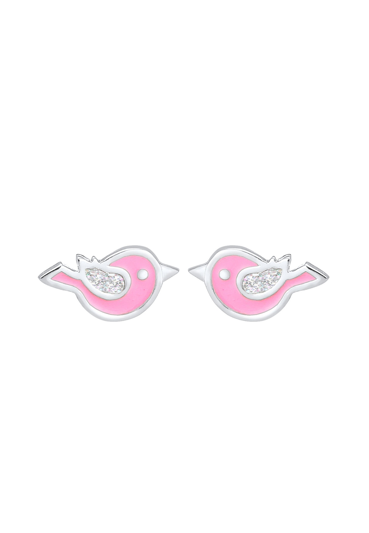 Elli Pink Zománc Madarak Gyermek Függőfülbevaló - (925/1000) Ezüst