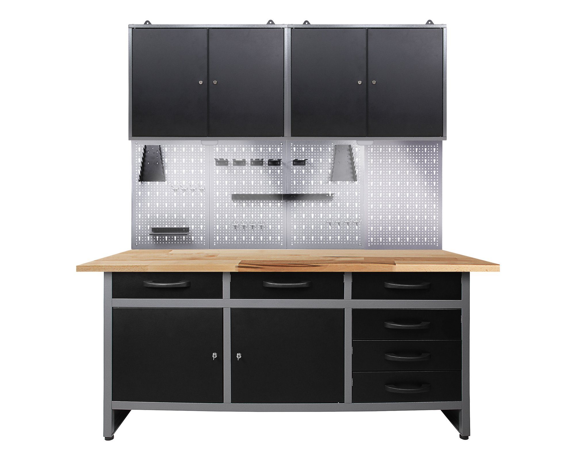 ONDIS24 Werkstatt-Set Karsten 160 cm 2 Schränke LED