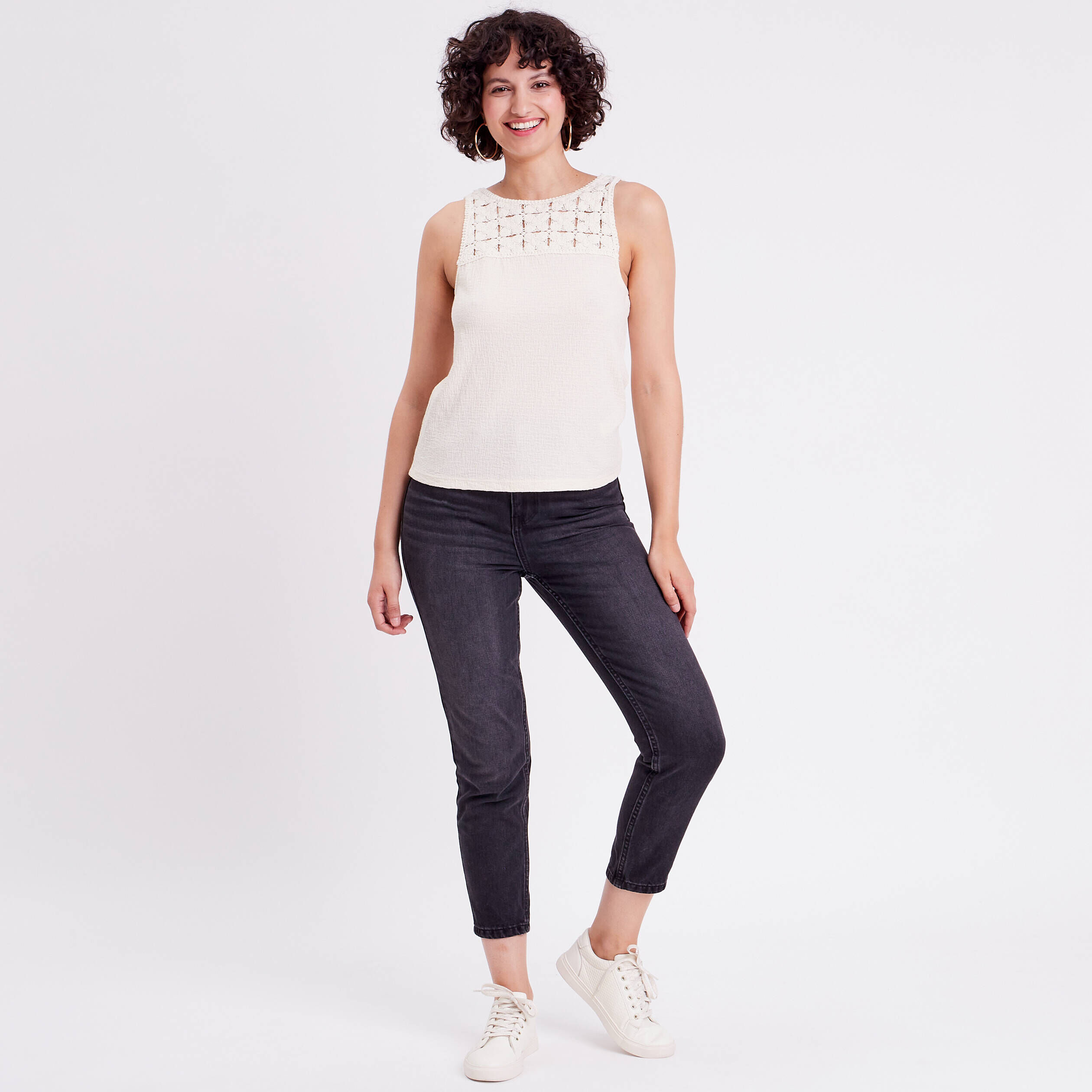 Débardeur col macramé ecru femme | Cache Cache