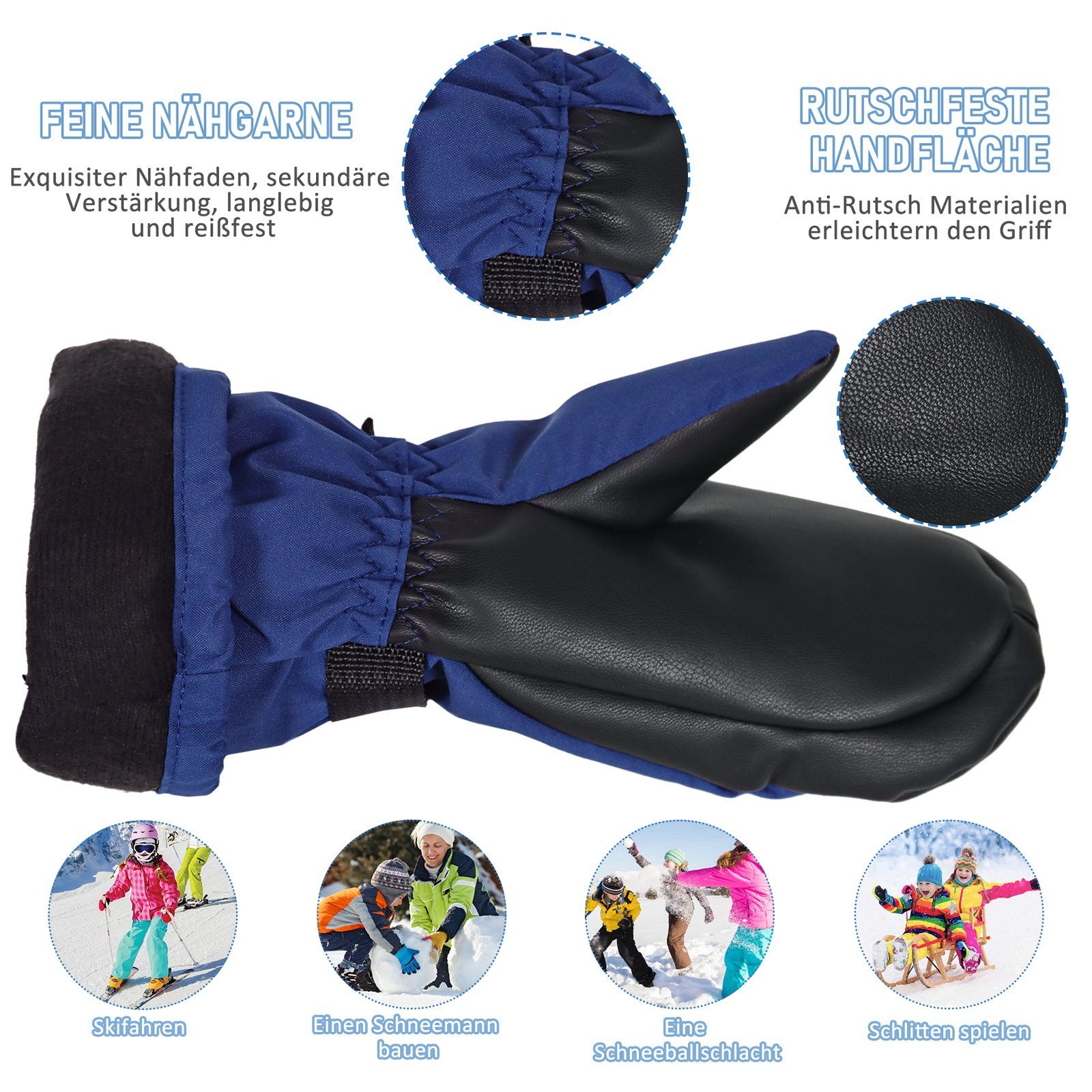 CALIYO Skihandschuhe Skihandschuhe Kinderhandschuhe Wasserdicht Fäustlinge Handschuhe Kinder 1-7 Jahre Jungen Mädchen Winterhandschuhe