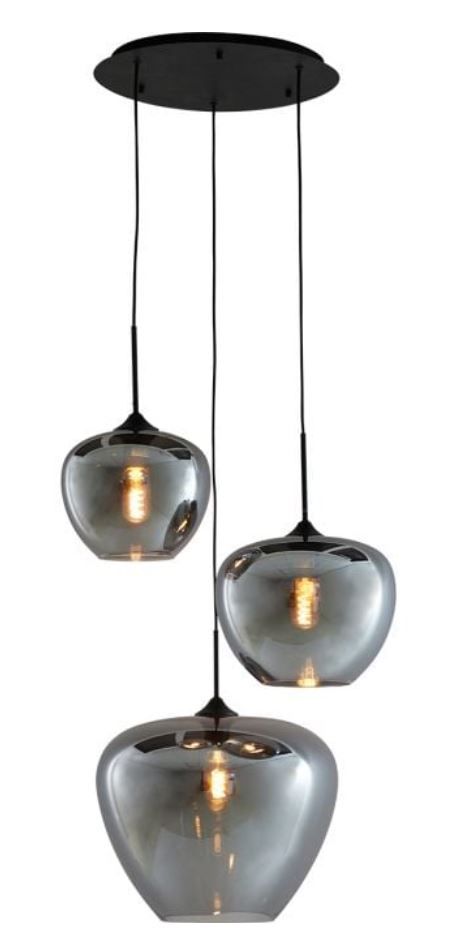 Trendhopper 3-flg Hängeleuchte Meya Rauchglas