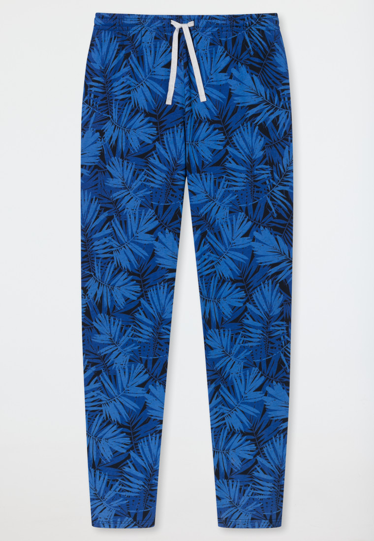 Loungehose lang Organic Cotton Blätter indigo - Mix+Relax