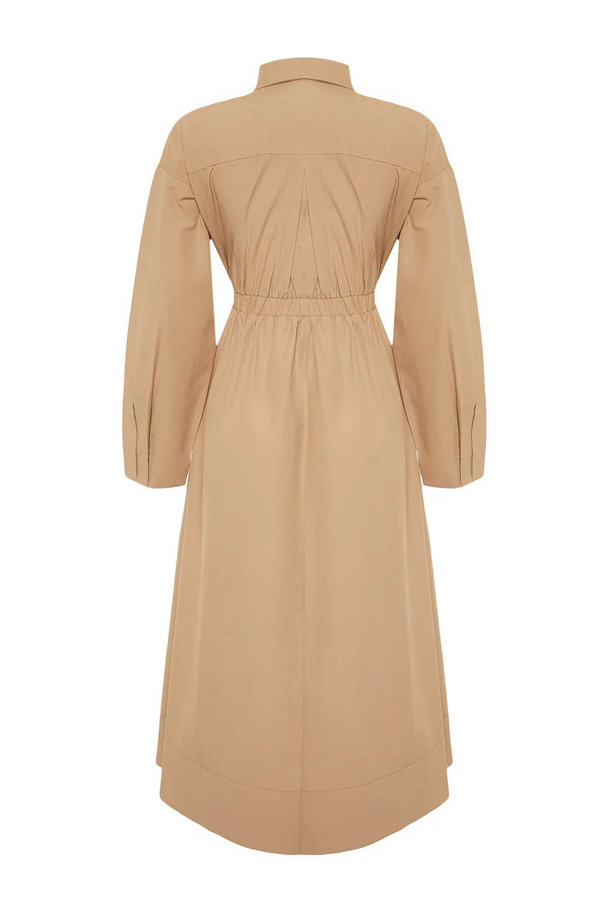 Trendyol Modest  Kamelfarbenes, detailliertes Webkleid mit Kordel und Reißverschluss TCTSS24EB00086