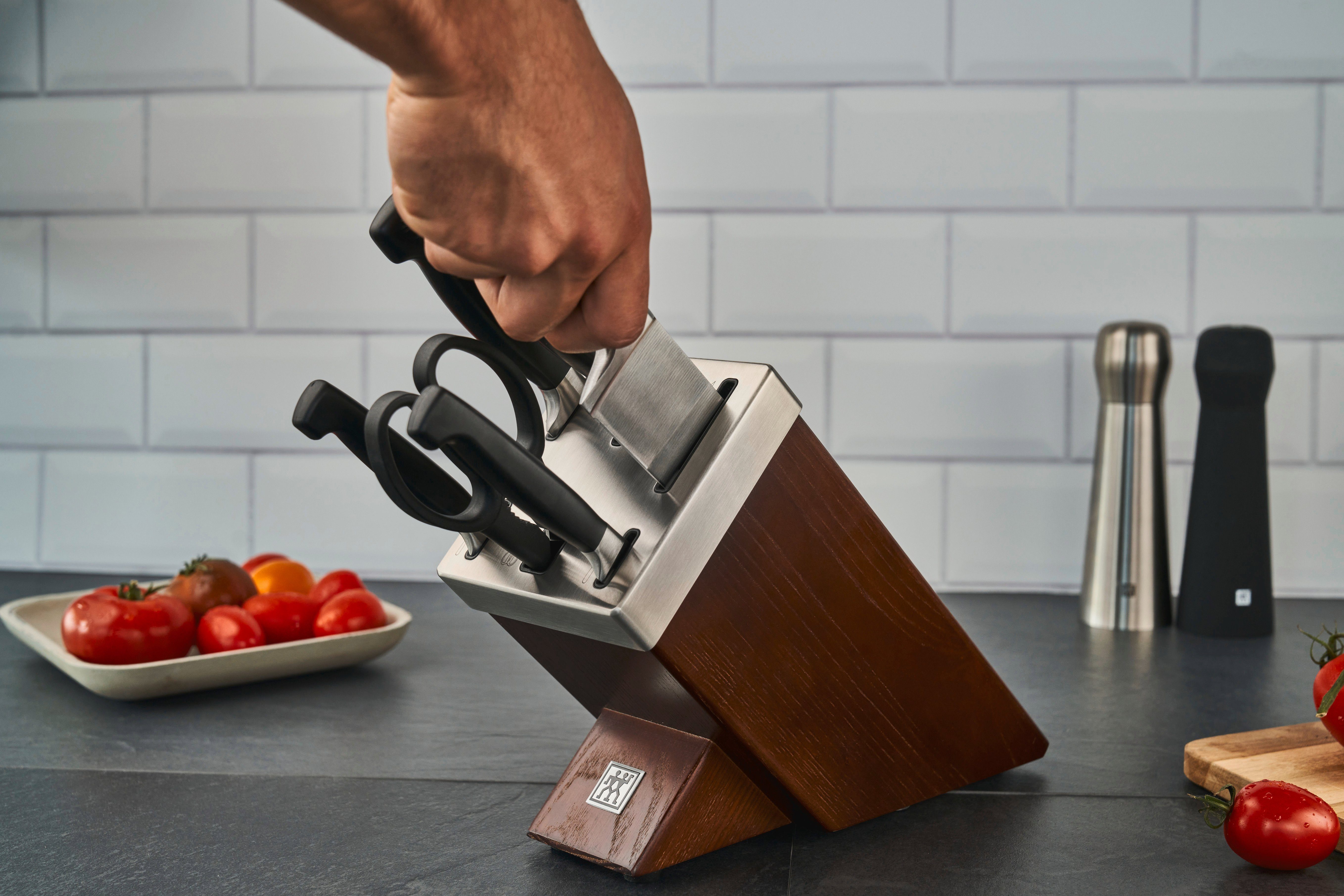 Zwilling Messerblock Vier Sterne 7-tlg., Made in Germany, Messer und Schere aus rostfreiem Spezialstahl