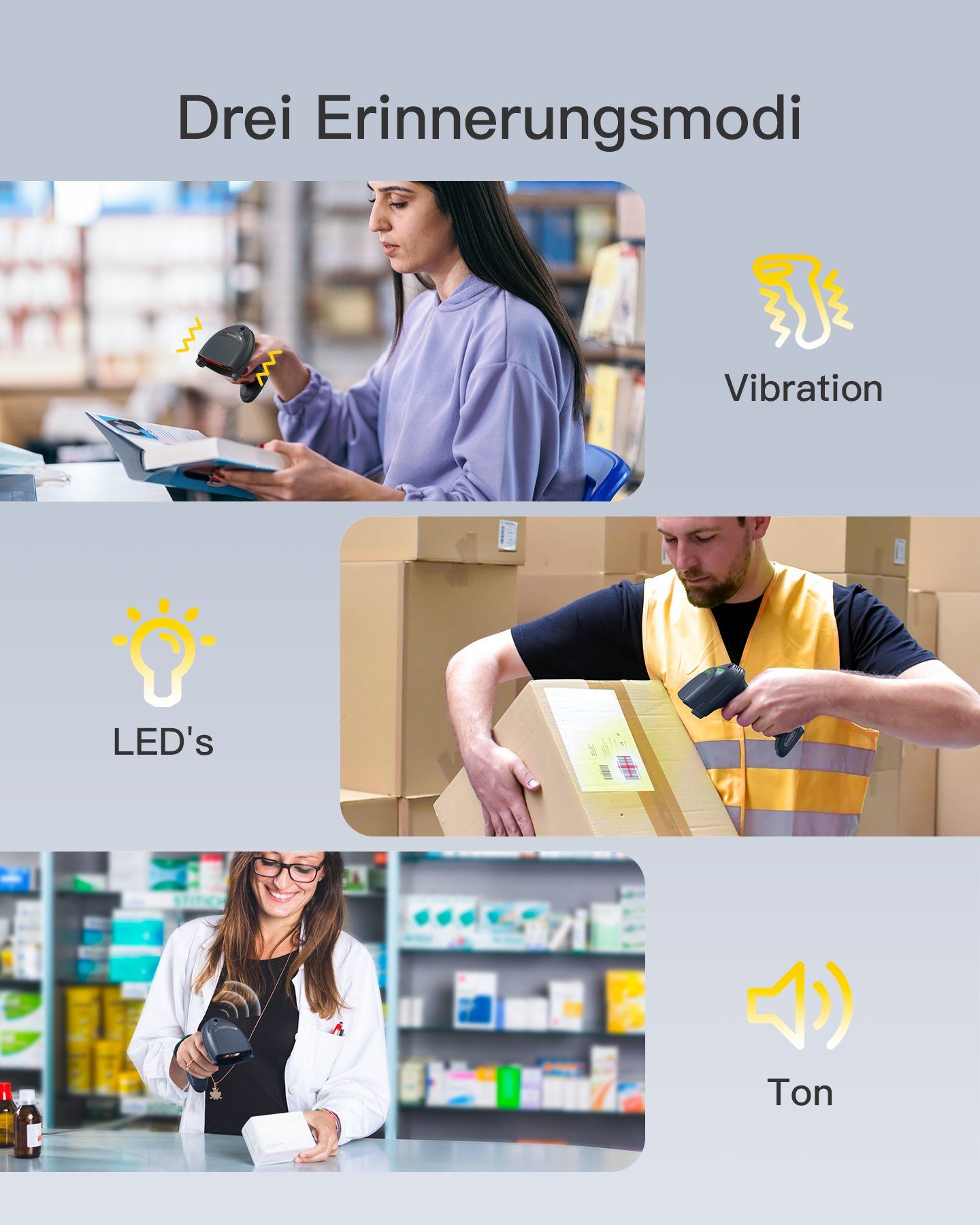 Inateck Inateck Barcode Scanner Bluetooth 2D Lesegerät mit Ladestation Handscanner, (Mega-Pixel-Auflösung)