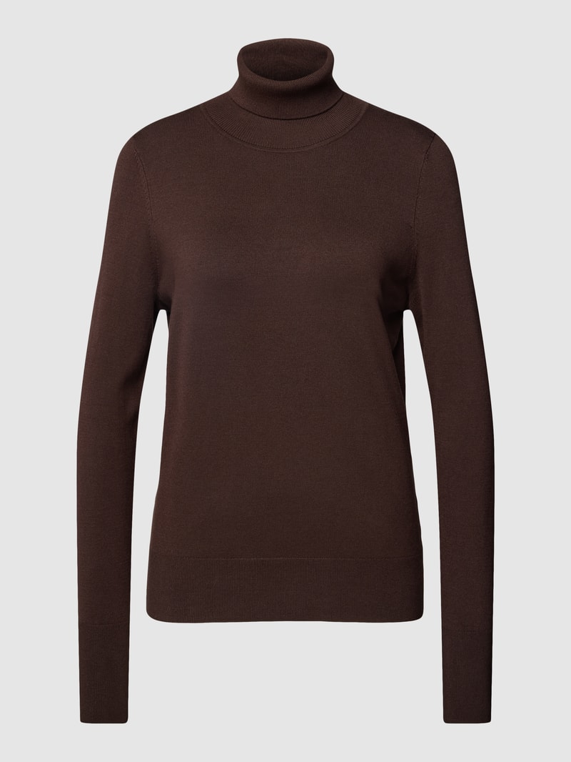 Longsleeve mit Rollkragen in dunkelbraun