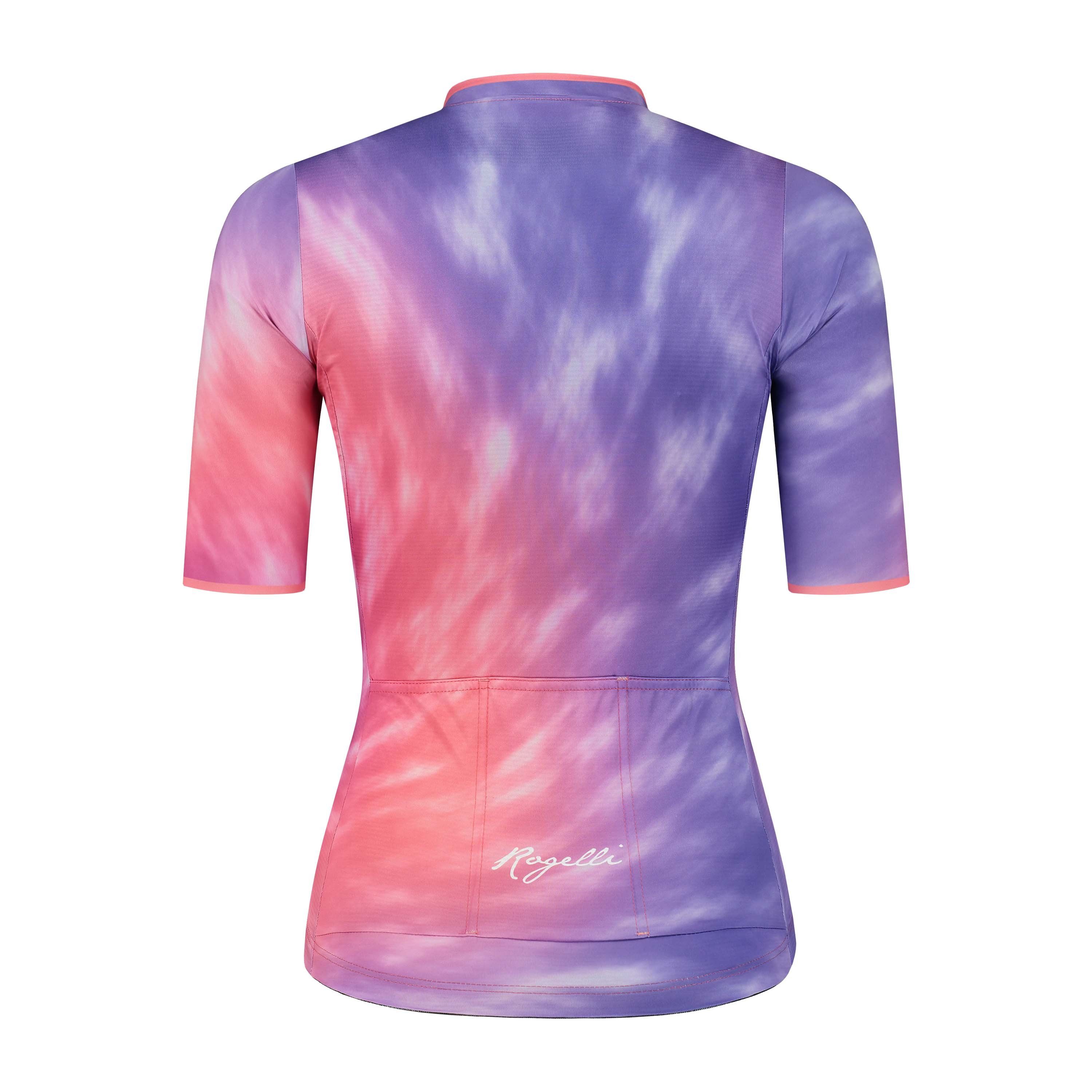 Rogelli Tie Dye Lila/Koralle Damen Radtrikot Kurzarm
