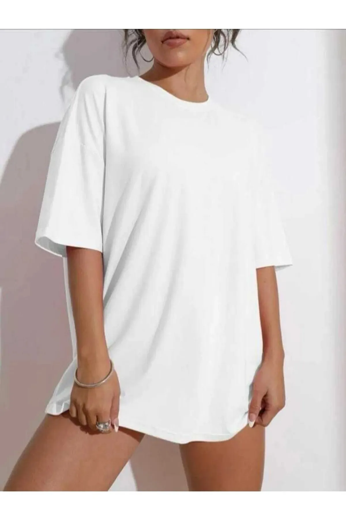 Know  Weißes Oversize-T-Shirt mit „Wish Happy Everyday“-Aufdruck für Damen