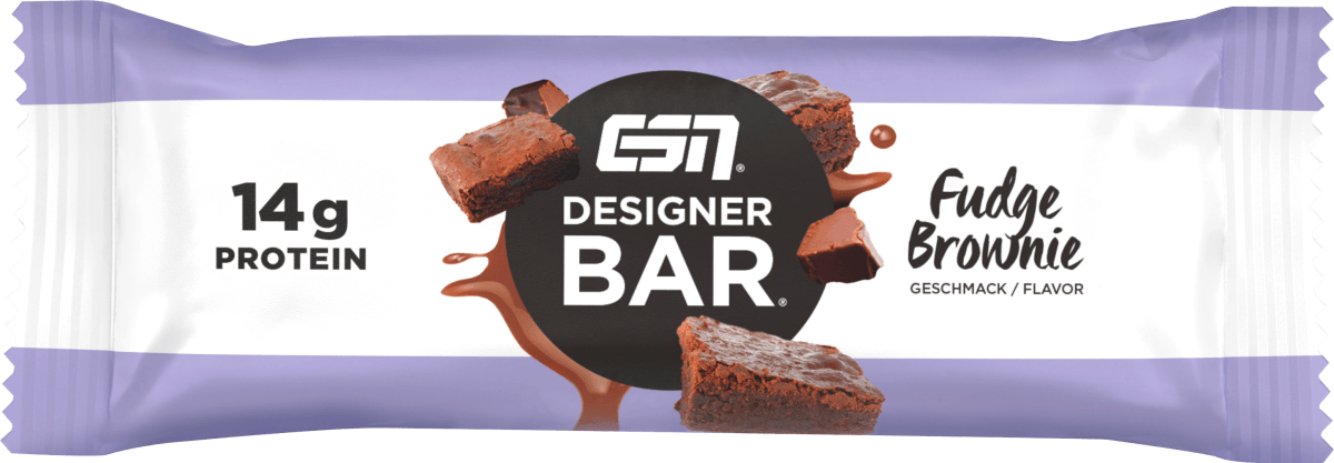 Proteinriegel Designer Bar, Fudge Brownie Geschmack, 45 g