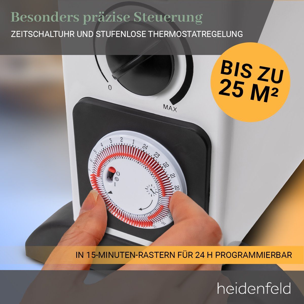 Heidenfeld Heizlüfter Konvektor Elektroheizung HL200 3 Jahre Garantie 3 Heizstufen, 2000 W, Mobil Energiesparend Heizung elektro Heizstrahler Konvektorheizung