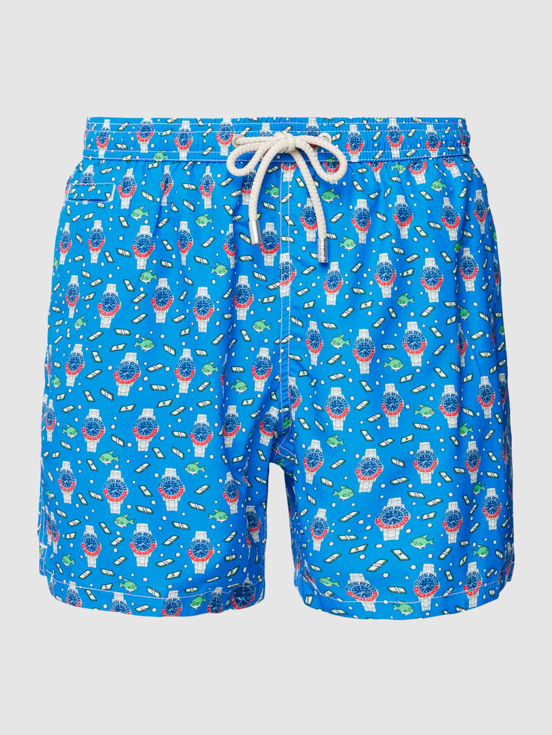 Badehose mit Allover-Muster Modell 'LIGHTING' in blau