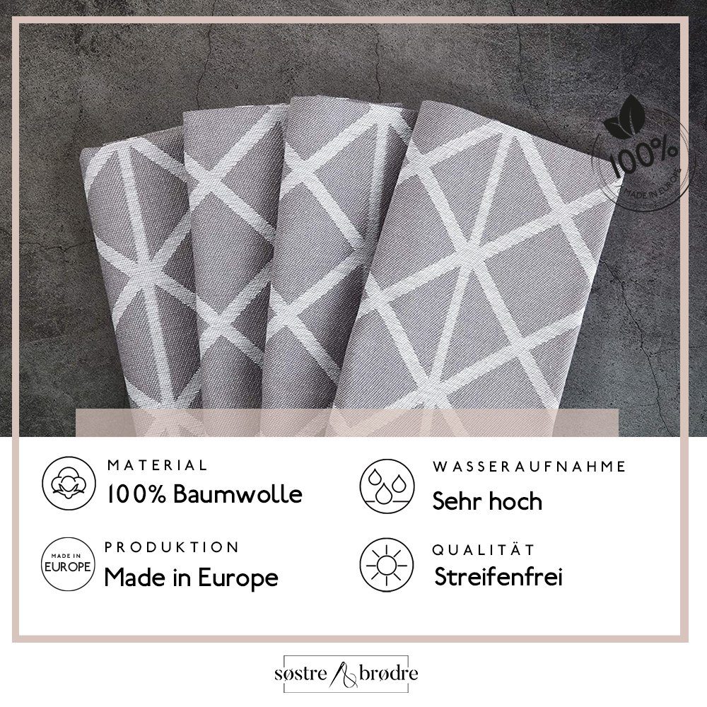 søstre & brødre Geschirrtuch 2er Set Geschirrtücher Küchentücher im modernen Elements-Design, MADE IN EUROPE, 100% Baumwolle - Jacquard, 50 x 70 cm, (2)
