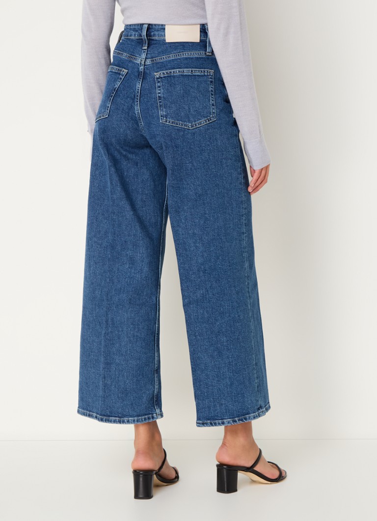 Pantaloni scurți din denim cu talie înaltă Calvin Klein, cu croi larg, spălare medie