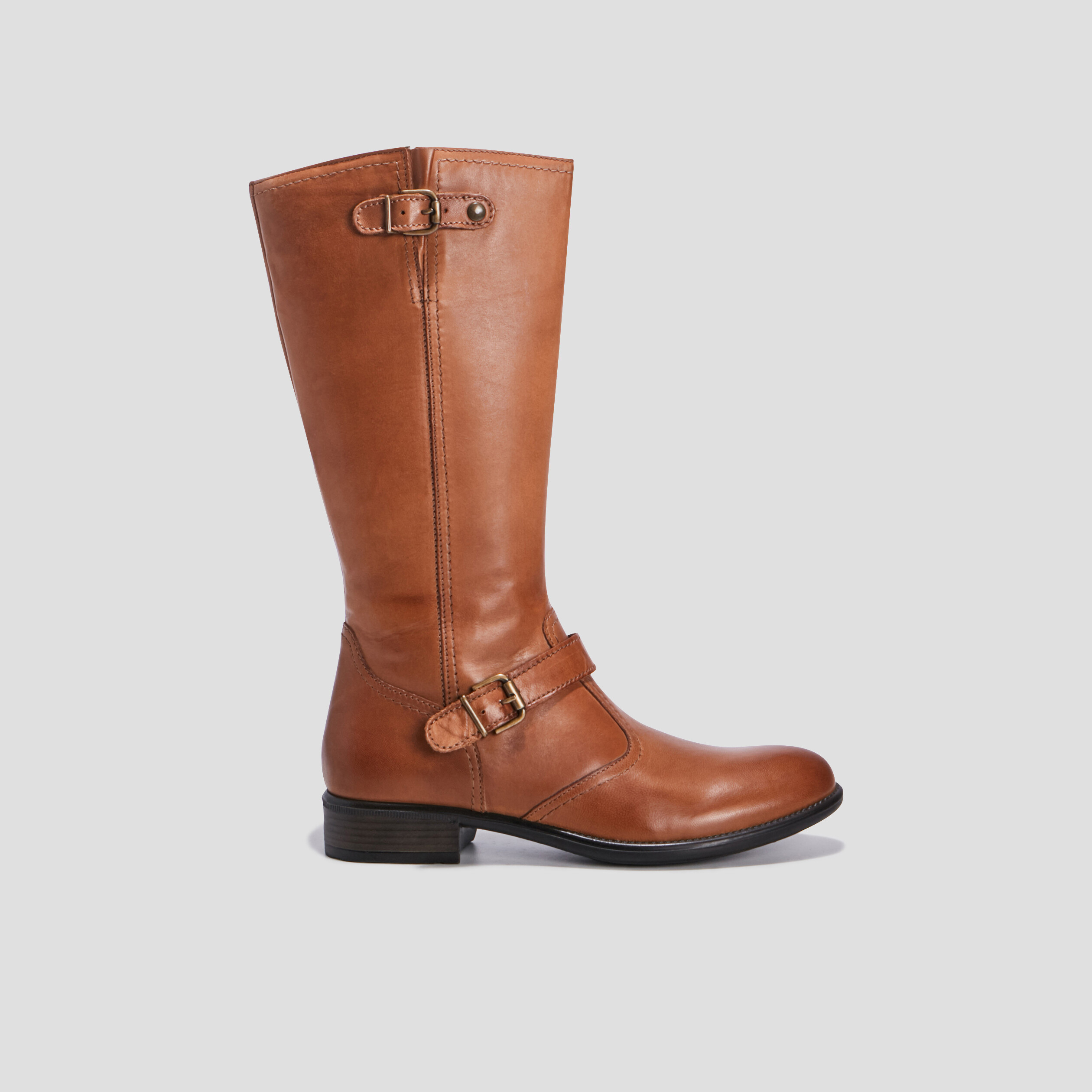 Bottes cavalières zippées en cuir camel fille | La Halle