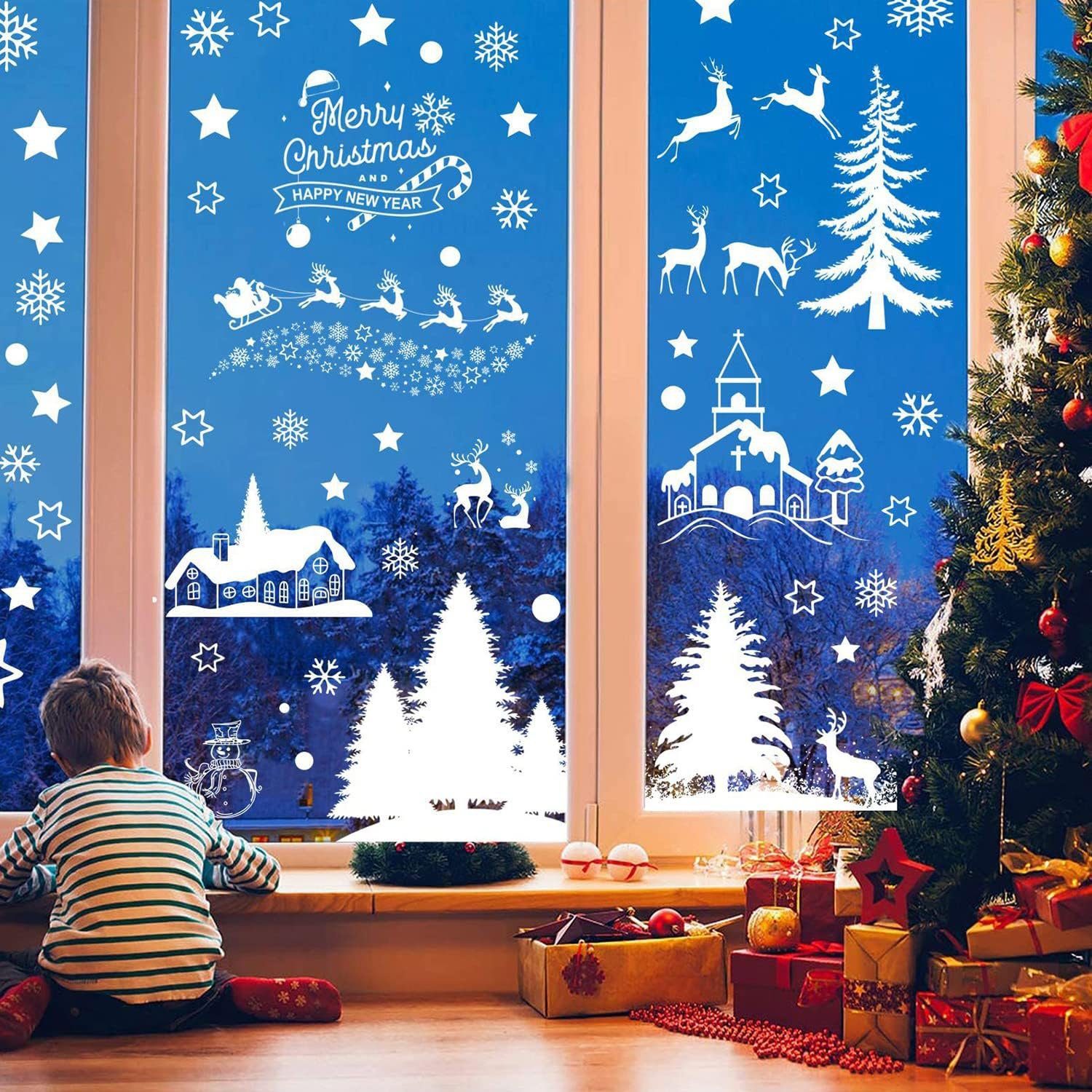 Fenstersticker Weihnachtsdekoration Fenster 2er-Pack selbstklebend, aikidio