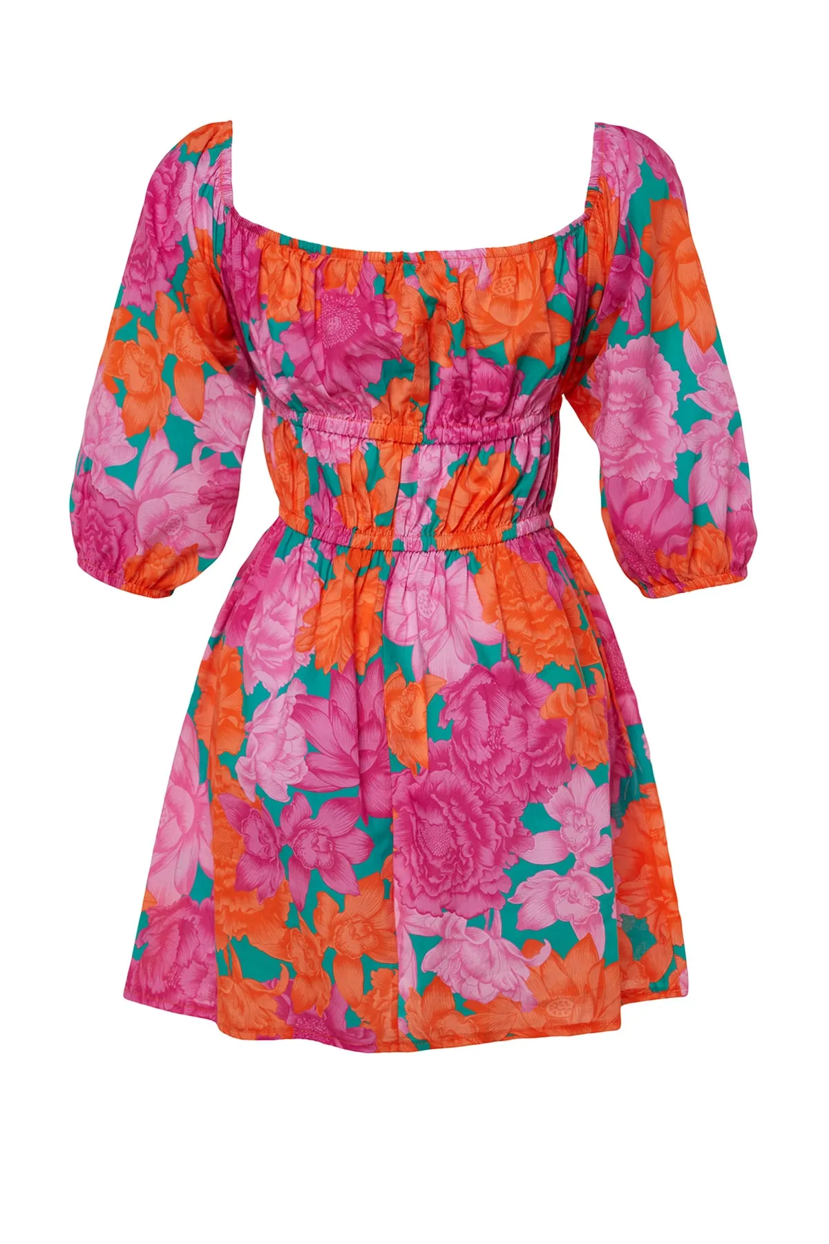 Trendyol Collection  Gerafftes Mini-Strandkleid aus 100 % Baumwolle mit Blumenmuster TBESS23EL00113