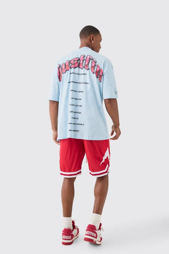 Oversize T-Shirt Basketball-Set mit Teddy-Print