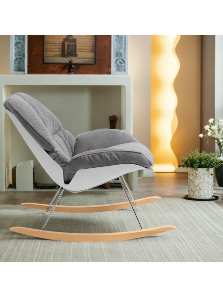 KADIMA DESIGN Schaukelstuhl Textil Holzkufen, Designsessel, Komfortabler Polstersessel günstig kaufen onesize