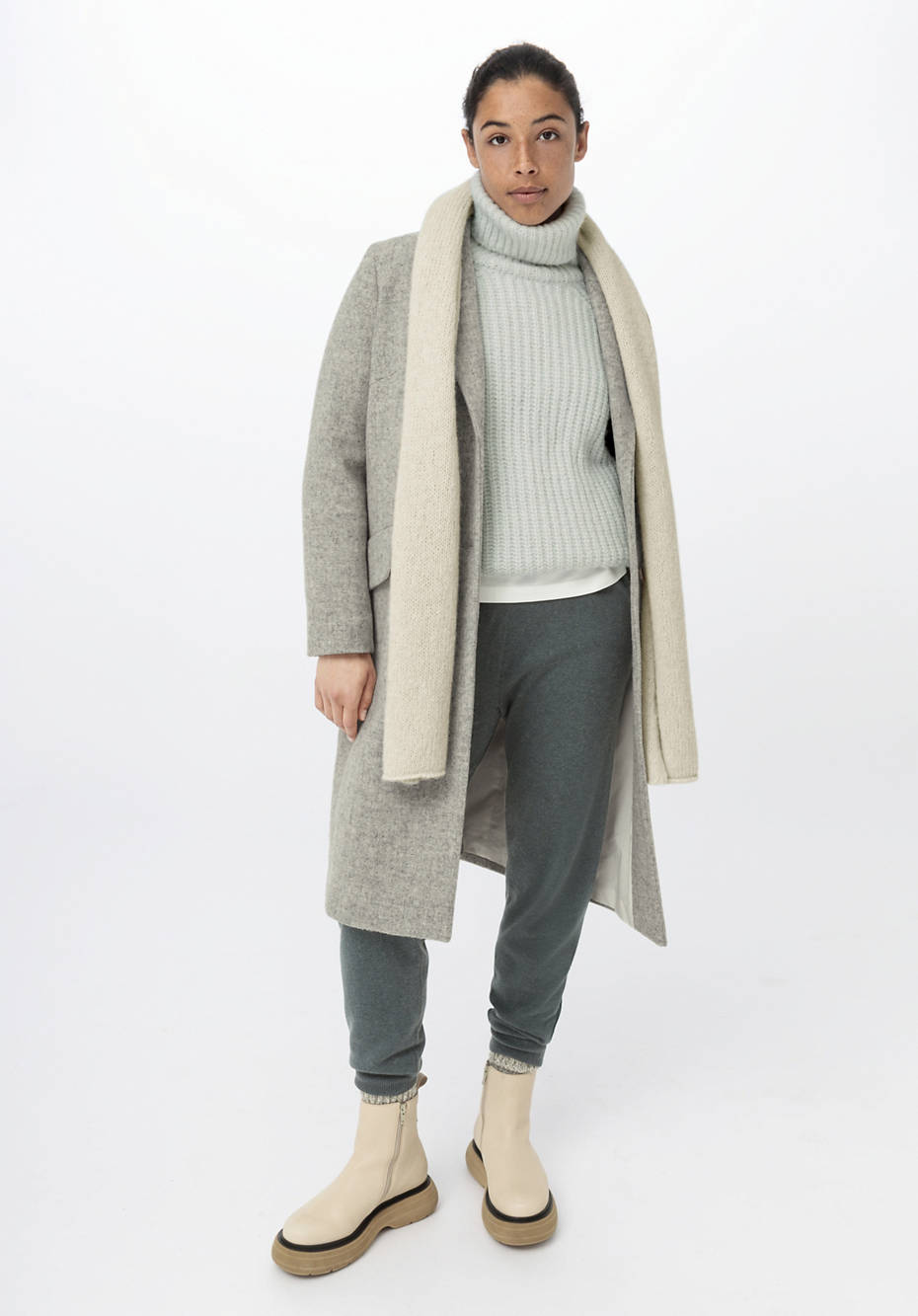 Rollkragenpullover aus Alpaka mit Bio-Baumwolle