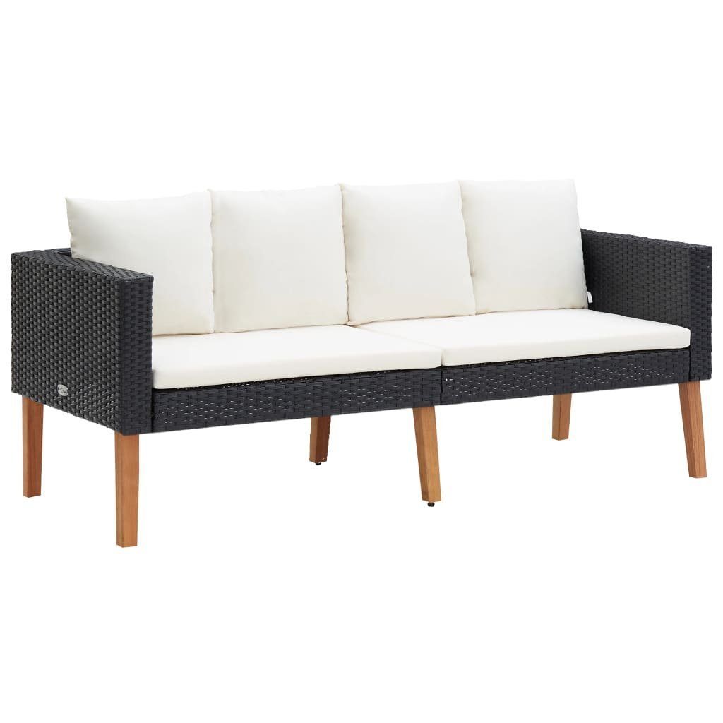vidaXL Gartenlounge-Set 2-tlg. Garten-Lounge-Set mit Kissen Poly Rattan Schwarz, (1-tlg)