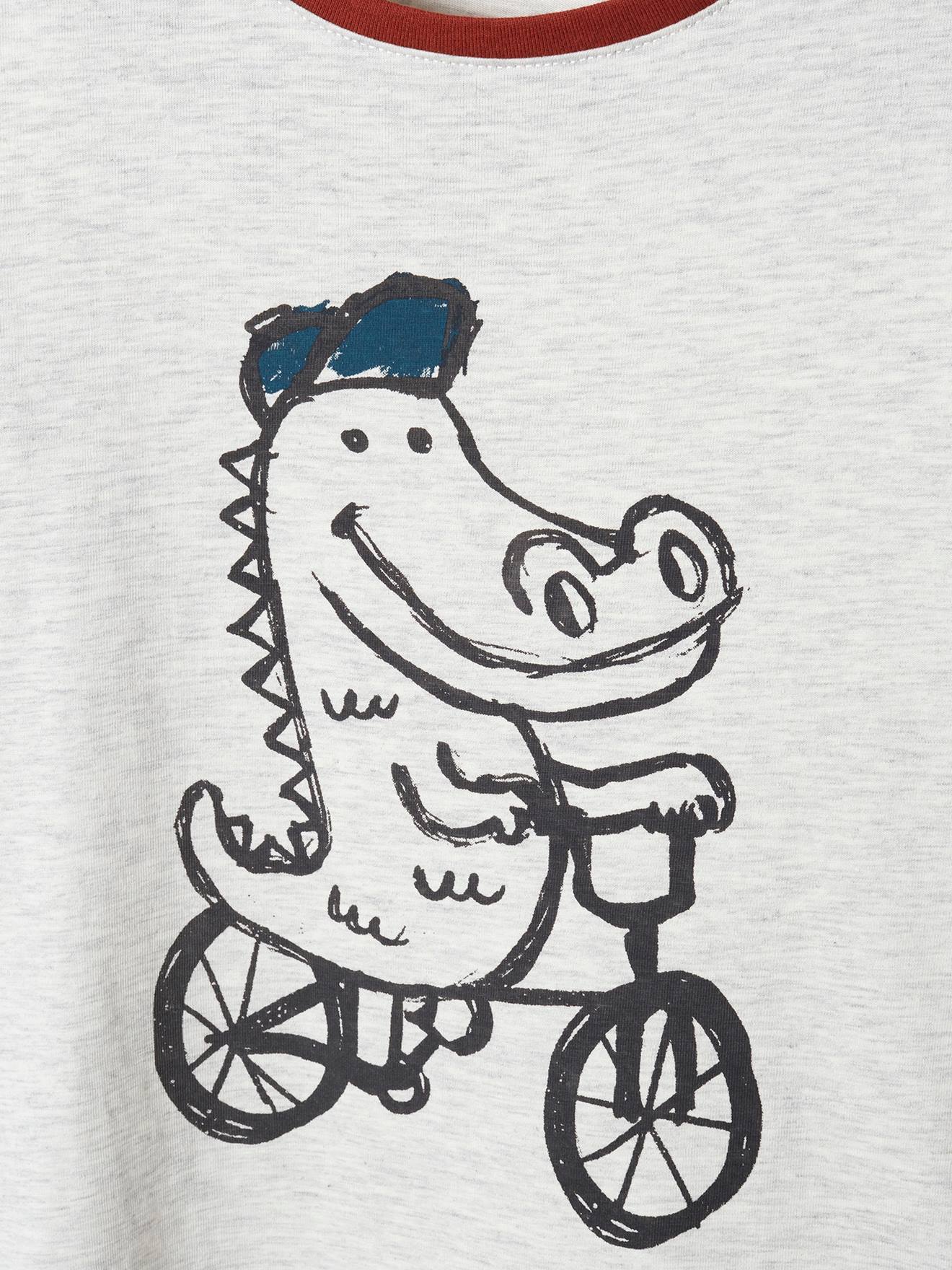 Tee-shirt motif ludique crocodile garçon beige chine